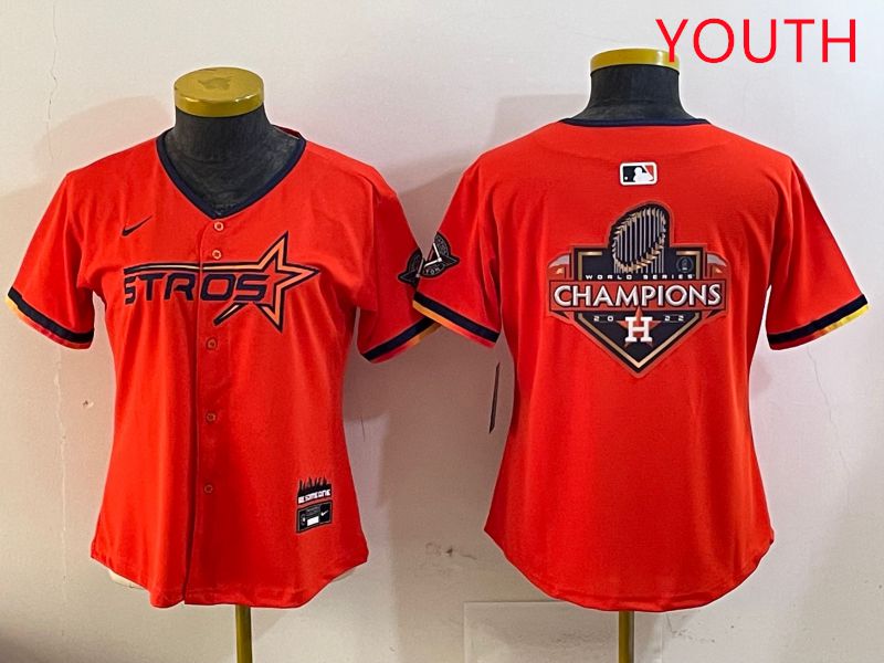 Youth Houston Astros Blank Orange Three generations Joint Name 2025 Nike MLB Jersey style 21